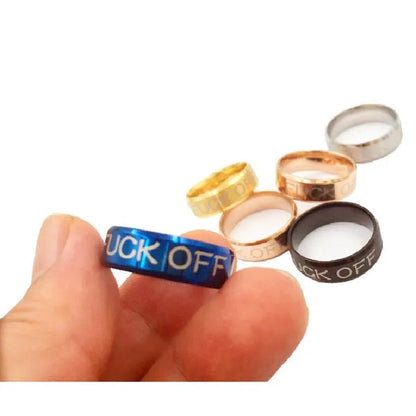 Fuck off 8MM Stainless Steel rings Wedding Ring gold blue rosegold black silver multicolor funny Jewelry Size 5-13