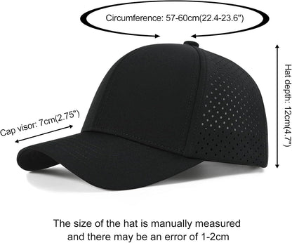 Men Quick Dry Baseball Cap Laser Cut Mesh Ball Curved Brim Snapback Hat