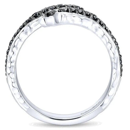 Women'S Classic Creative Black and White Diamond Ring Ring 925 Silver Lady Ring