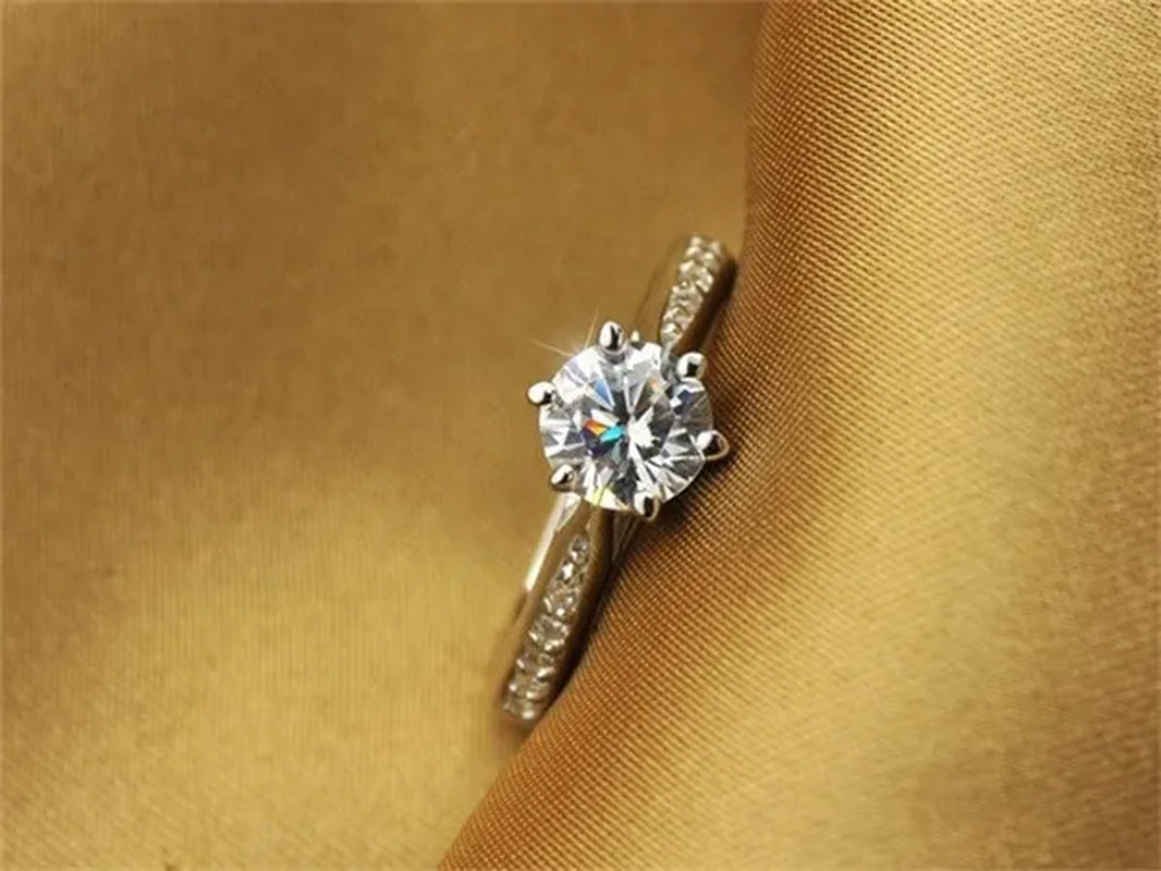 2016 Brand Female Fashion Ring 1Ct Cz Diamond Ring 925 Sterling Silver Ring Engagement Wedding Band Ring for Women Finger Ring RW1219