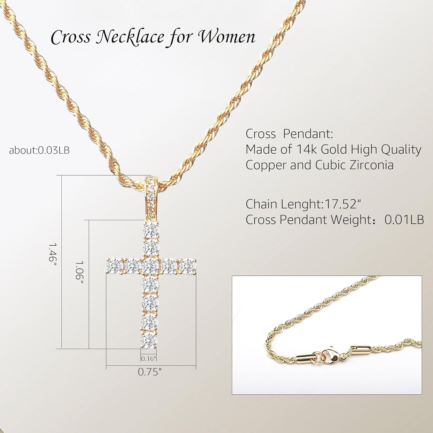 Cross Necklace for Women, 14K Gold Silver Plated Pendant Necklace, Diamond Cross Pendant Necklaces, 2 PCS Gold Silver Cross Necklaces Cute Trendy Gold Faith Cross Jewelry Gifts for Women