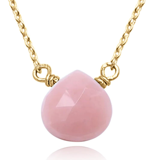 Genuine Pink Opal Necklace for Women - Authentic 925 Sterling Silver Necklace 18K Gold Jewelry, Dainty Heart Choker Pendant Necklace for Teen Girls, October Birthstone Gift for Mothers Day