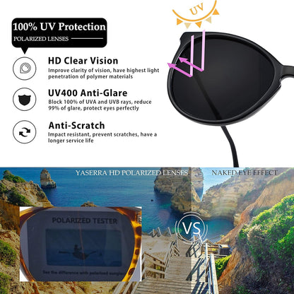 Vintage round Polarized Sunglasses for Women Men Classic Retro Trendy Designer Style Sun Glasses UV400 Protection