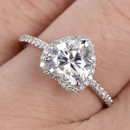 Elegant Natural Gemstone Heart Shaped Ring Fashion Women Platinum Diamond 925 Silver 18k Rose Gold Ring Engagement Wedding Anniversary Gift Jewelry