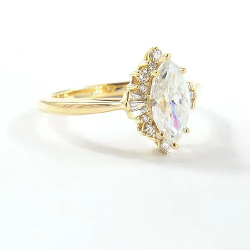 Vintage Ring, Marquise Engagement Ring, Marquise Ring, Art Deco Ring,Moissanite Ring,Diamond Ring,Vintage Engagement Ring Size 5-11 Bague Femme