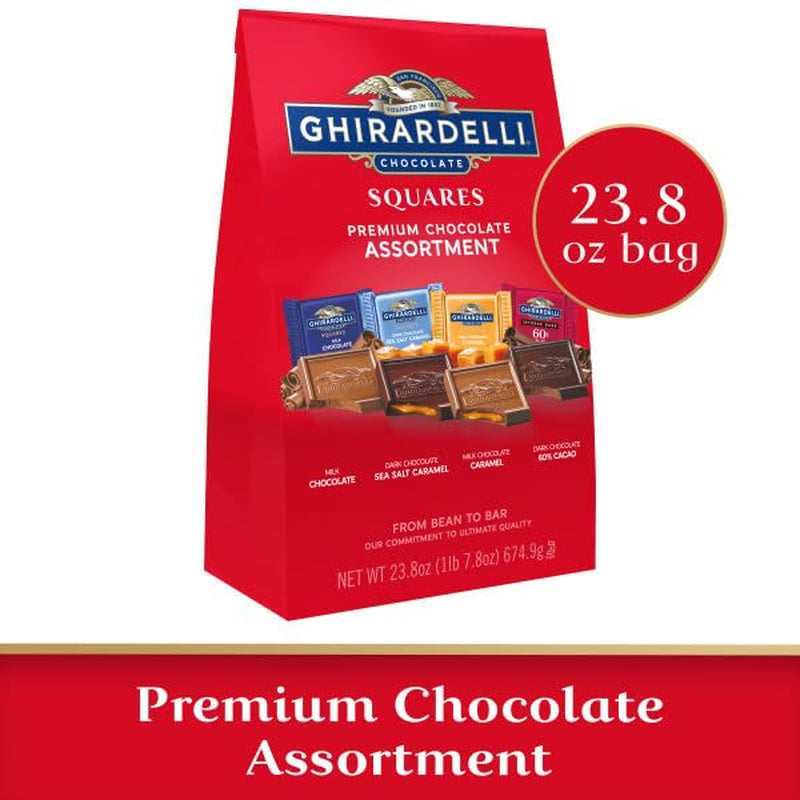 Premium Chocolate Assortment - Milk, Dark, Sea Salt, Caramel and 60% Cacao Squares, 23.8 Oz Bag - WORLD TIME VISITS