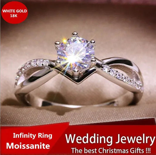 Six-Pronged Colorless Moissanite Infinity Engagement Ring In Infinity Ring Diamond Infinity Wedding Band  Infinity Ring Diamond Twist Ring Half-Way Infinity Ring Engagement Ring Anniversary Ring Rings for Women Fashion Jewelry