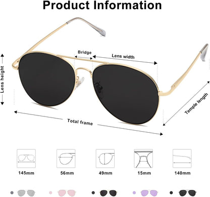 Classic Aviator Sunglasses for Women Men Metal Spring Hinges SJ1030