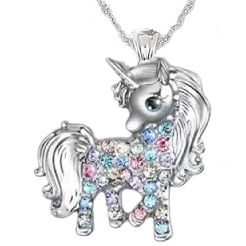 Exquisite Fashion Personality Women's Unicorn Jewelry Accessories  Necklace Zircon Necklace Couple Jewelry Accessories Lovely and Elegant Unicorn Animal Pendant Birthday Wedding Valentine's Day Anniversary Gift - WORLD TIME VISITS