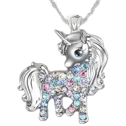 Exquisite Fashion Personality Women's Unicorn Jewelry Accessories  Necklace Zircon Necklace Couple Jewelry Accessories Lovely and Elegant Unicorn Animal Pendant Birthday Wedding Valentine's Day Anniversary Gift - WORLD TIME VISITS