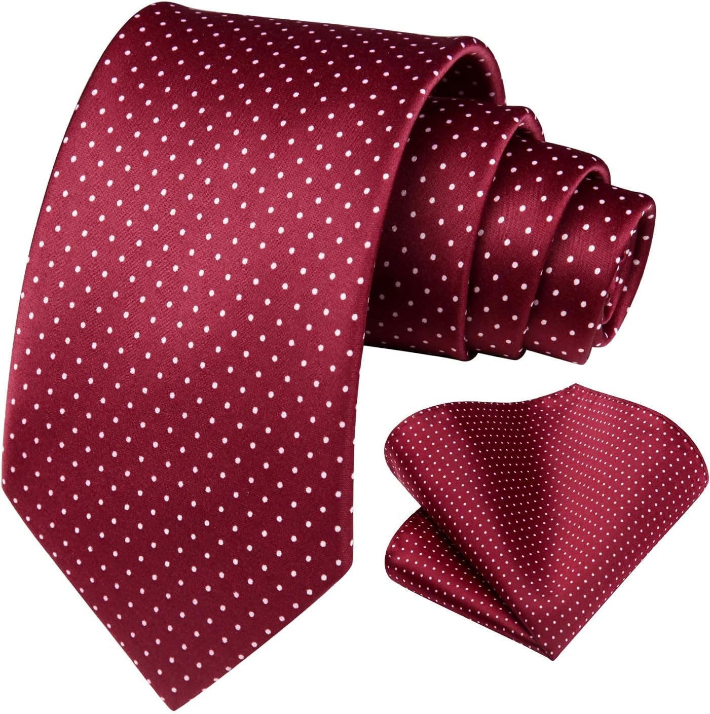 Polka Dot Ties for Men Classic Silk Ties and Pocket Square Formal Business Necktie Handkerchief Wedding Party