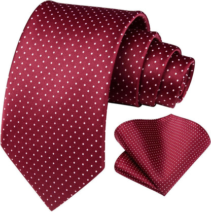 Polka Dot Ties for Men Classic Silk Ties and Pocket Square Formal Business Necktie Handkerchief Wedding Party