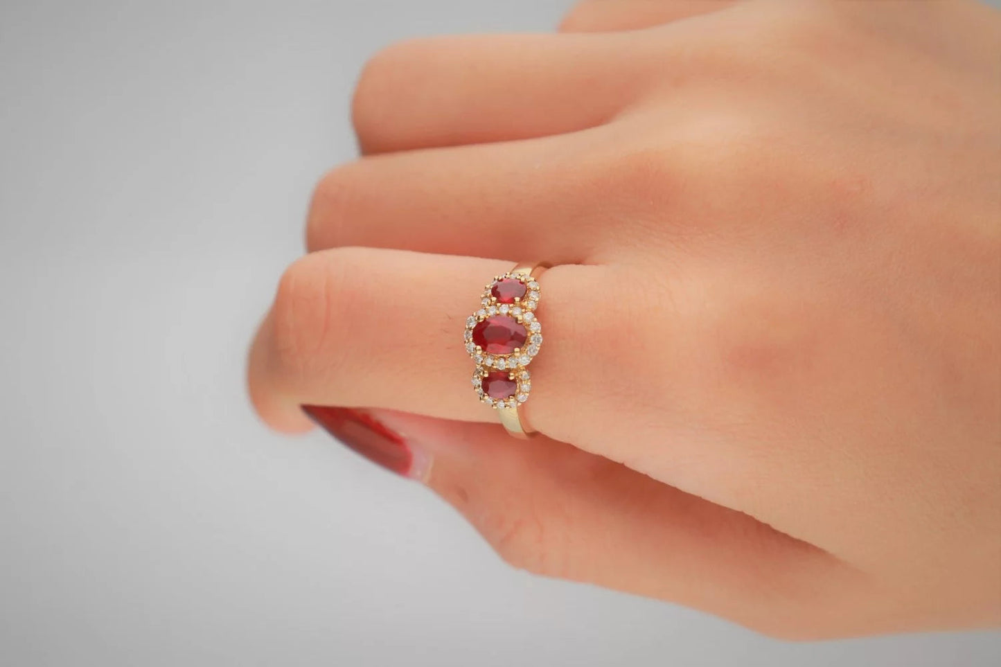 Gin & Grace 10KT YG Genuine Ruby and Diamond Accent Ring