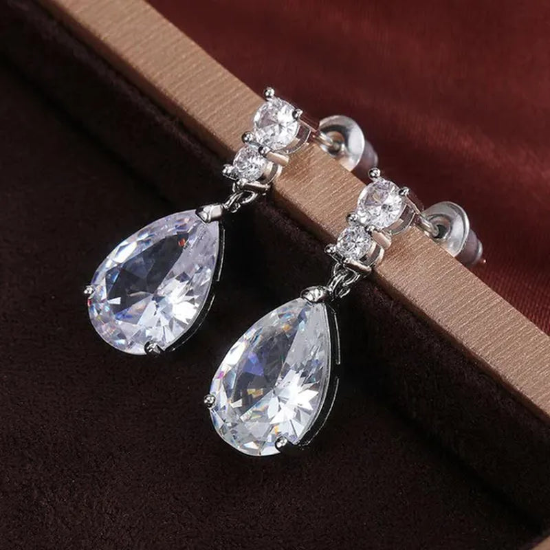 Exquisite Waterdrop Amethyst Drop Earrings for Women Engagement Wedding Jewelry Lover Birthday Gift