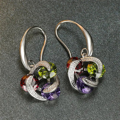 2020 New Fashion Mysterious Amethyst Peridot Ruby Drop Pendant Earrings Sterling Silver 925 Chic Diamond Charm Jewelry Surprise Gift