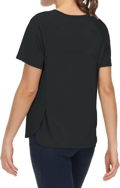 Women'S Short Sleeve Workout Shirts Breathable Yoga T-Shirts with Side Slits Athletic Tee Tops - WORLD TIME VISITS
