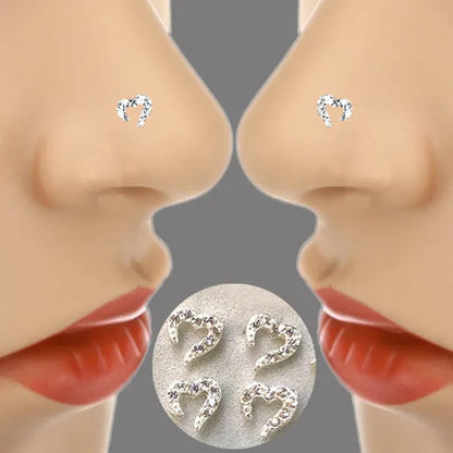Women 925 Sterling Silver Diamond Crystal Piercing Stud Nose Ring