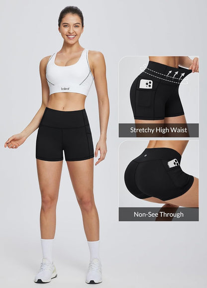 Women'S 8"/ 5"/ 3" Biker Shorts High Waist Yoga Workout Gym Running Volleyball Spandex Shorts with Pockets
