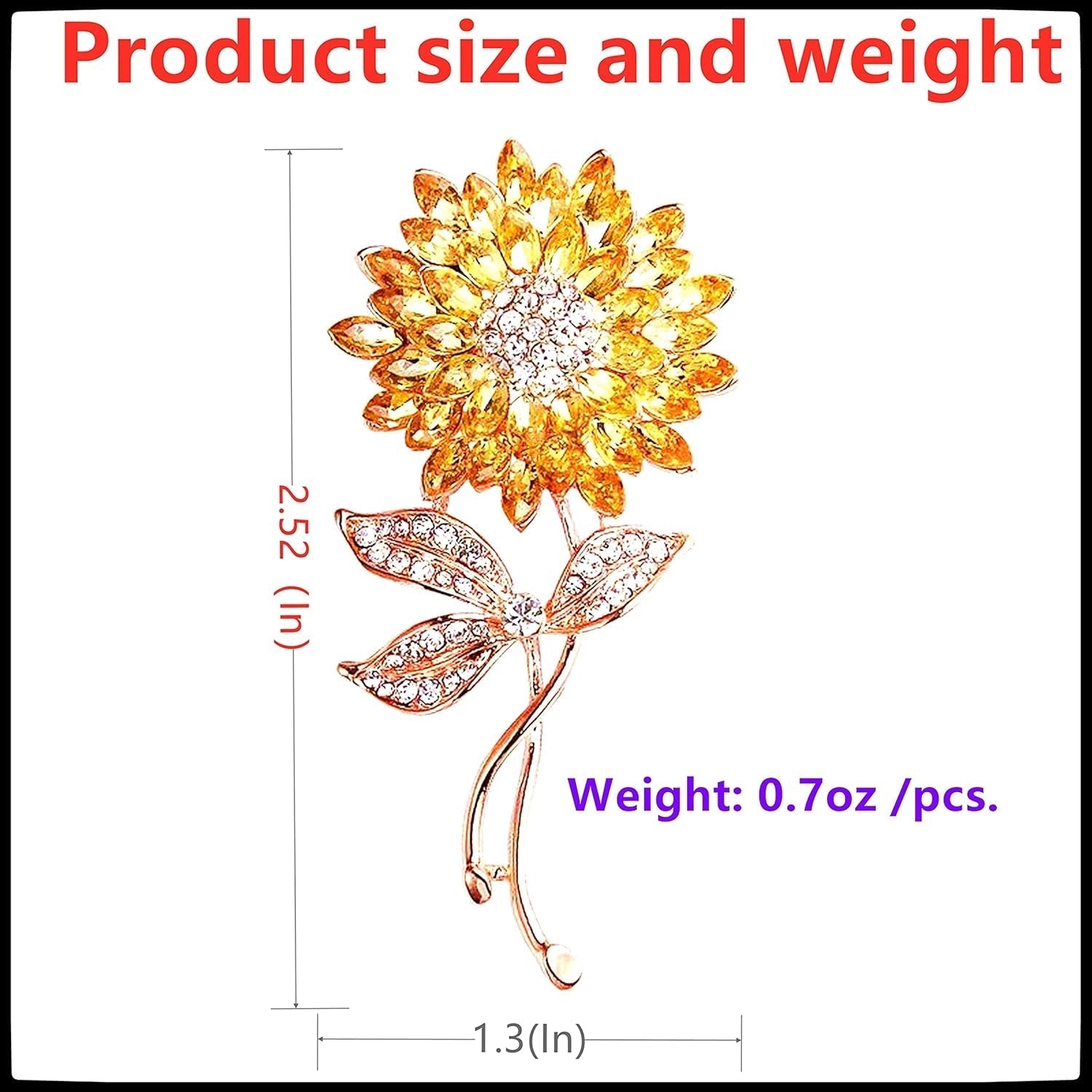 Sunflower Brooches Pin for Women Fashion Austria Crystal Rhinestones Elegant Golden Flowers Brooches Shiny Sun Flowers (Golden Yellow) - WORLD TIME VISITS