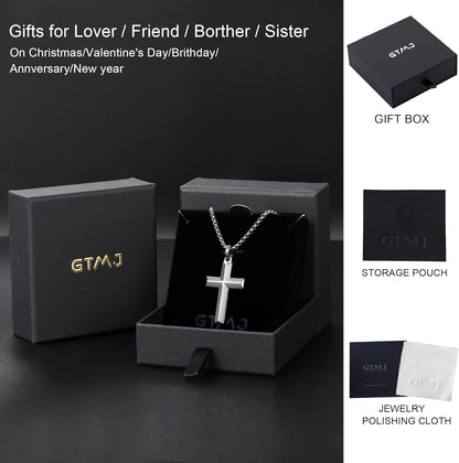 Cross Pendant for Men -18K Gold-Plated/Silver/Black Cross Necklace, Suitable for Men - Non Fading and 100% Waterproof Men'S Necklace, 24-26 Inch Box Adjustable Chain