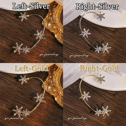 Shining Zircon Snowflake Ear Cuff for Women Non Piercing hanging ears Ear Clips Diamond Ear Hook Party Wedding Jewelry Gifts - WORLD TIME VISITS