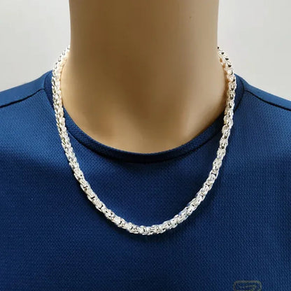 Men‘S 925 Sterling Silver 5MM Faucet Chain Necklace for Woman Man Fashion Wedding Party Jewelry Nice Gift - WORLD TIME VISITS