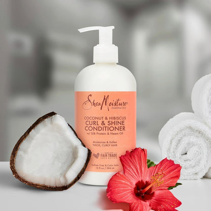 Curl & Shine Conditioner Coconut & Hibiscus, for Thick, Curly Hair to Moisturize & Soften, 13 Oz