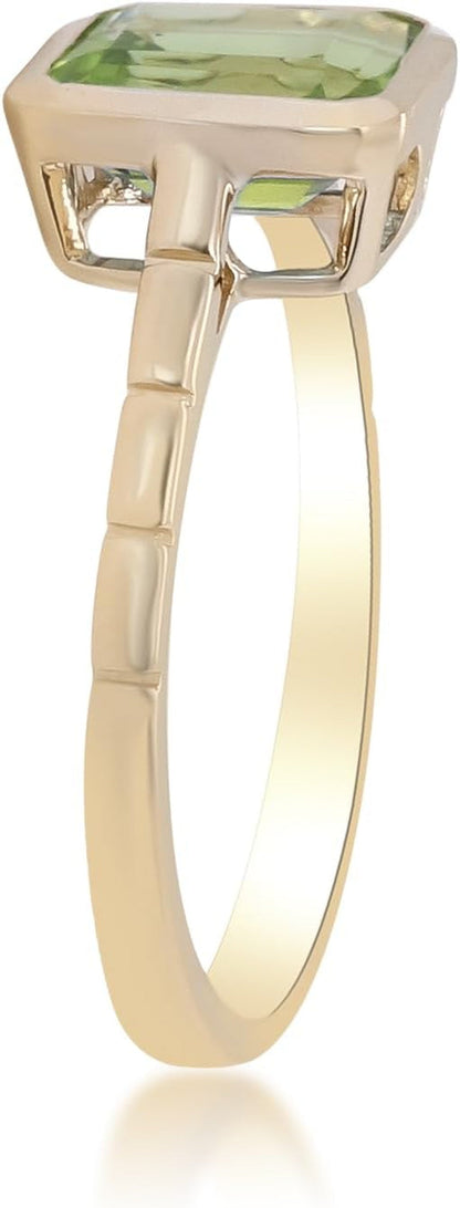 14K Yellow Gold Genuine Peridot Ring for Women - WORLD TIME VISITS