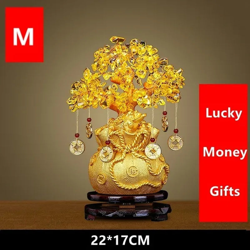 Resin Citrine Feng Shui Money Tree Lucky Tree Home Decoration Ornaments Festival Holiday Gifts Bring Wealth