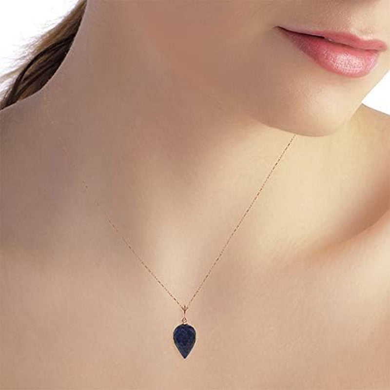 14K Gold Pointy Briolette Natural Sapphire Pendant Necklace
