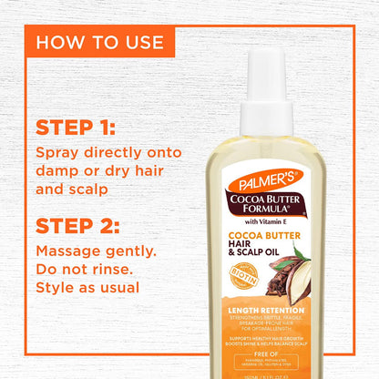 Cocoa Butter & Biotin Length Retention Hair and Scalp Oil, 5.1 Ounce