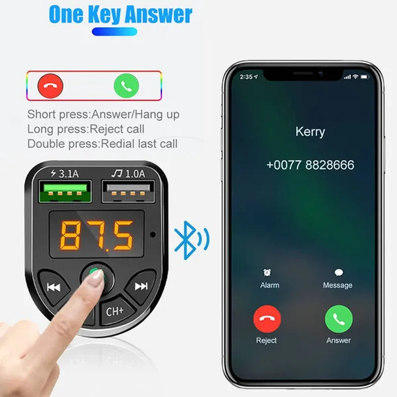 Bluetooth 5.0 FM Transmitter Car Kit MP3 Modulator Player Wireless Handsfree Audio Receiver Dual USB Fast Charger 3.1A - WORLD TIME VISITS
