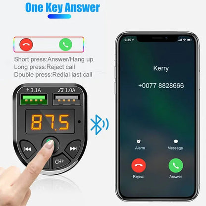 Bluetooth 5.0 FM Transmitter Car Kit MP3 Modulator Player Wireless Handsfree Audio Receiver Dual USB Fast Charger 3.1A - WORLD TIME VISITS