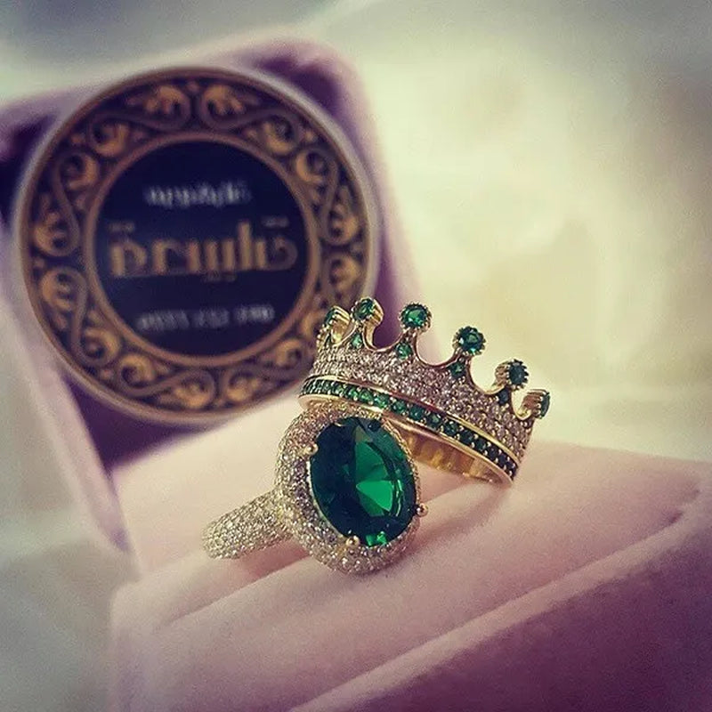 2Pcs/Set Elegant Noble Princess Fashion Art Jewelry Set Exquisite  Crown Jewelry Ring  Anniversary Gift Engagement Bride Wedding Ring Luxury Brand Jewelry Size US4-12 Bague Femme - WORLD TIME VISITS