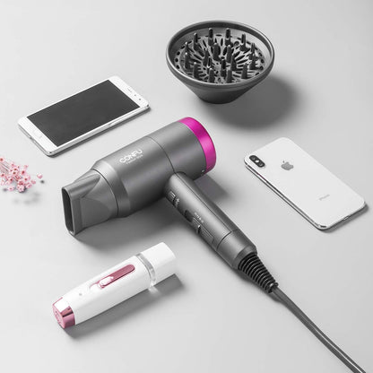 Ionic Blow Dryer 1600W, Portable Lightweight Fast Drying Negative Ion Hairdryer Blowdryer, 3 Heat Settings & Infinity Speed, with Diffuser and Concentrator Nozzle for Home & Travel