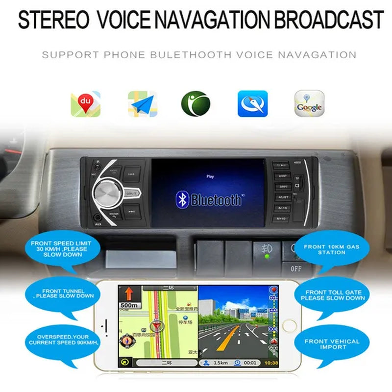 Podofo 4.1'' Car Radio 1Din Audio Stereo FM Bluetooth Steering Wheel Remote Control Car Player