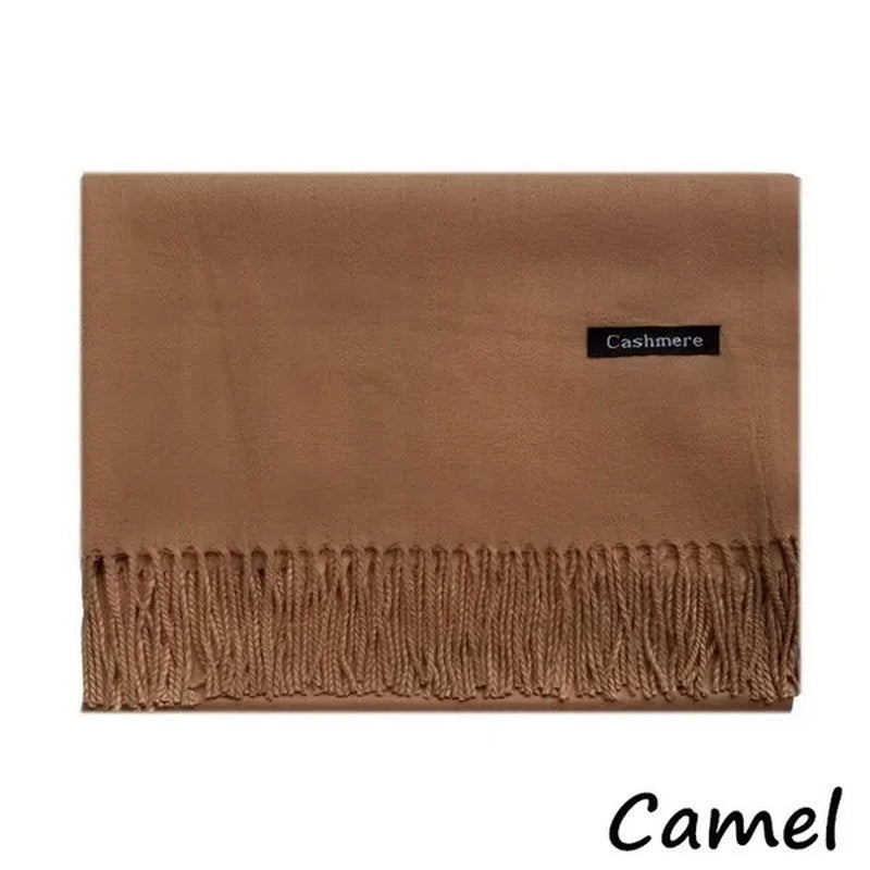 200X*70Cm Fashion Solid Color Women Scarf Winter Hijabs Tassels Long Lady Shawls Cashmere like Pashmina Hijabs Scarves Wraps