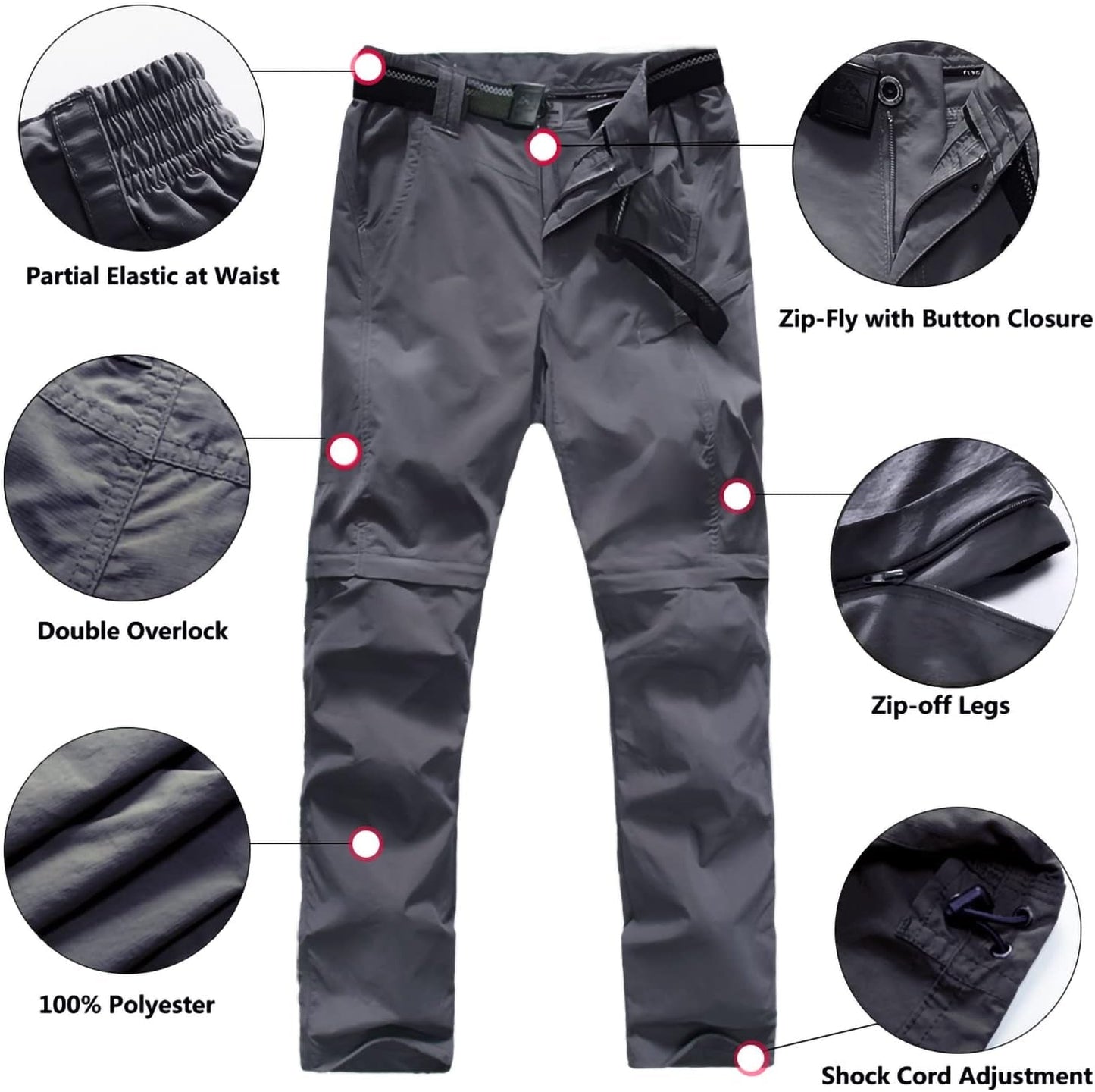 Boy’S Scout Pants Convertible Hiking Quick Dry Zip off Pants Outdoor Climbing Casual Trouser Kids Youth Cargo Pants