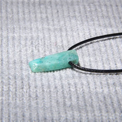 Unique Design Stone Pendant Necklace Fashion Black Rope Natural Stone Aquamarine Amethyst Citrine Beads Necklace Men Women Jewelry