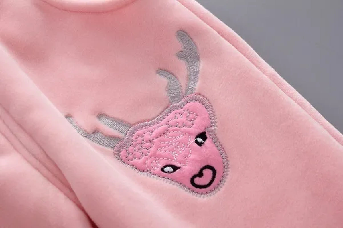 3Pcs/Set NEW Infant Baby Kids Cashmere and Thickening Winter Warm Cartoon Sika Deer Long Sleeved Hooded Coat Outerwear Jacket Pant Chidlren Outfits 3-Pieces Suit