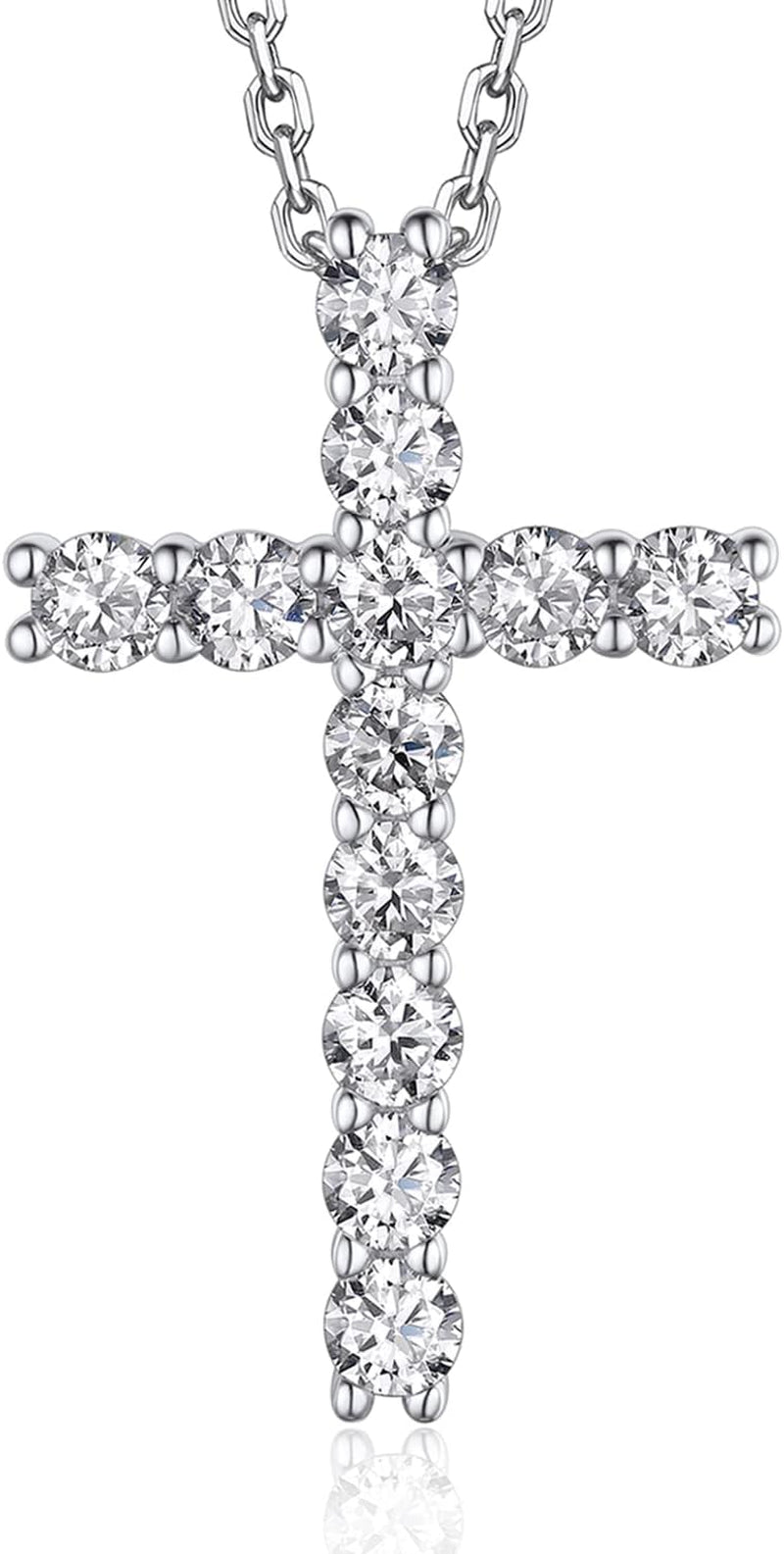 Cross Necklace, Christian Gifts for Her, Moissanite Cross Pendant for Men, 925 Sterling Silver Crucifix Pendant, Religious Gifts for Women and Men - WORLD TIME VISITS