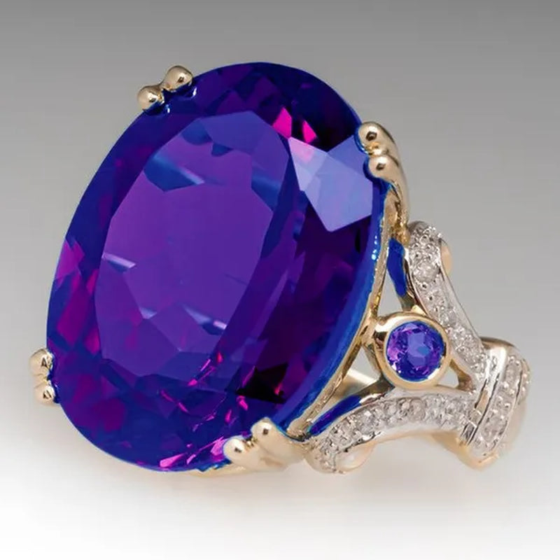 Fashion Jewelry Filled Round Blue Sapphire Women's Wedding Ring AAA Band Size6-10