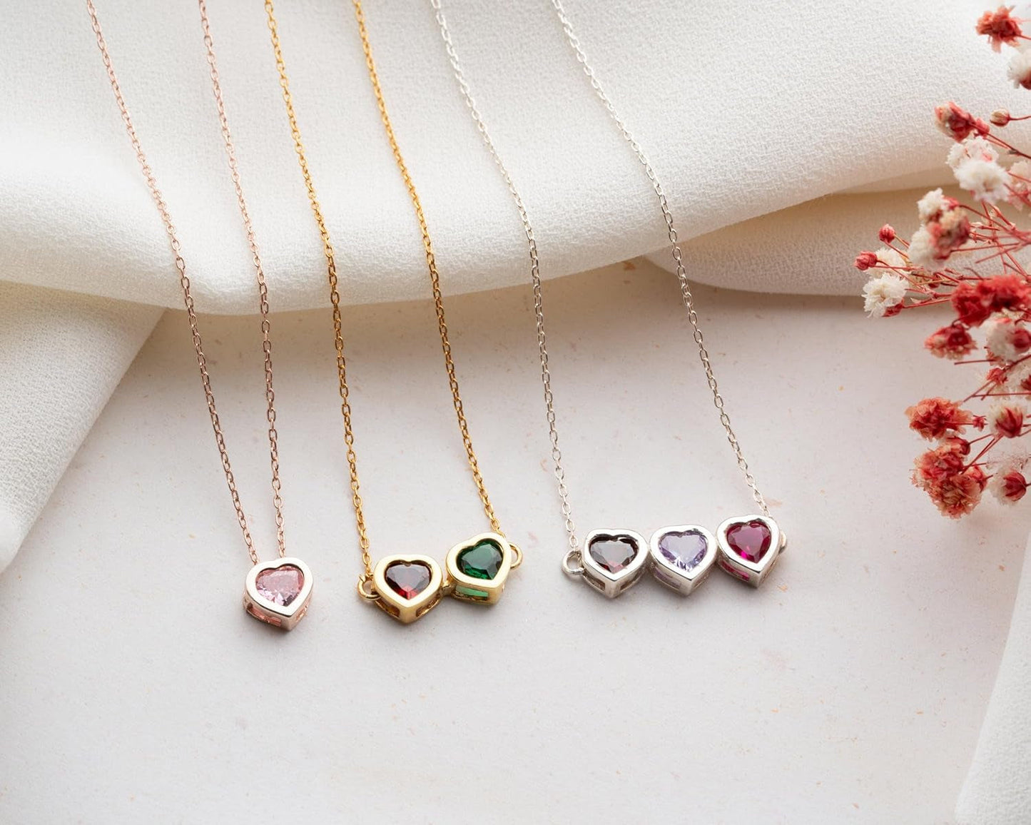 Birthstone Heart Necklace with Birthstone Necklace with Heart Birthstone Necklace Heart Shaped Birthstone Necklace Birthstone Gifts for Mom Gifts