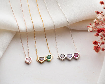 Birthstone Heart Necklace with Birthstone Necklace with Heart Birthstone Necklace Heart Shaped Birthstone Necklace Birthstone Gifts for Mom Gifts