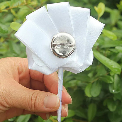 Gold Brooch Corsages Pin 10 Piece/Lot Alloy Diamond Wedding Corsages Groom Boutonniere Wedding Flowers White