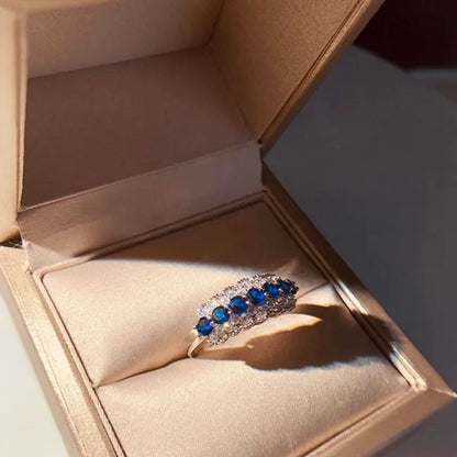 Dazzling Blue Crystal Zircon Ring Bride Engagement Wedding Band Size 5 - 11