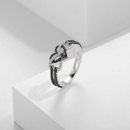 Delysia KingHigh-quality exquisite two-color rose gold/black filled ring female natural ring bride princess wedding engagement heart ring