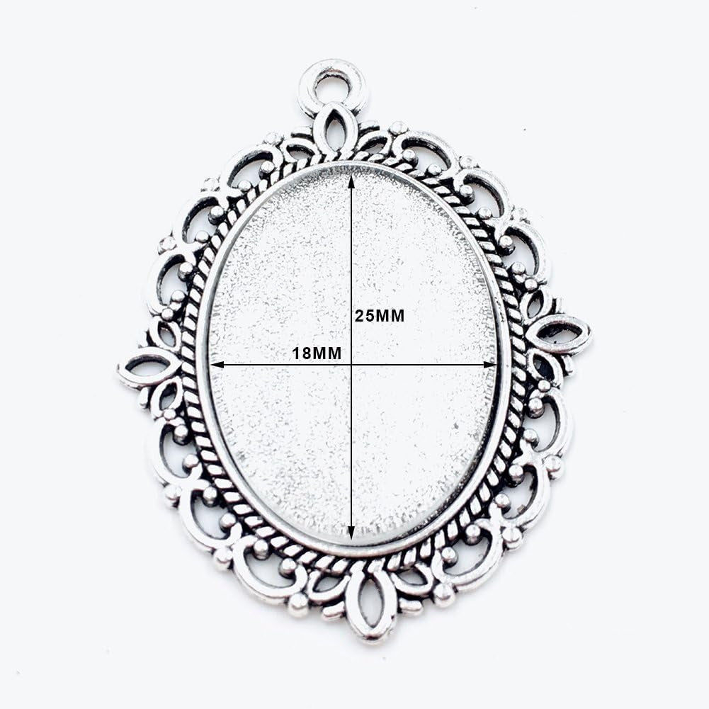 24 PCS Bezel Pendant Trays Oval Cabochon Settings Trays Pendant Blanks