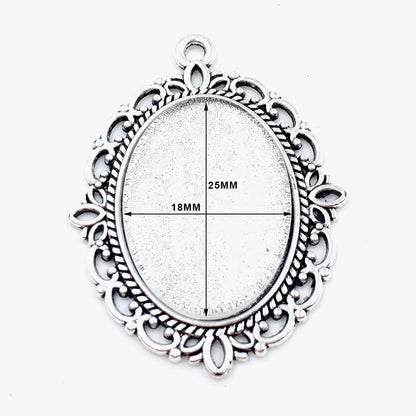 24 PCS Bezel Pendant Trays Oval Cabochon Settings Trays Pendant Blanks