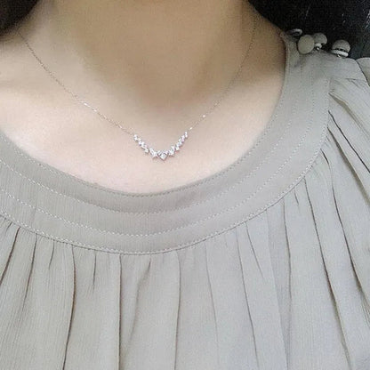 Trendy Elegant Silver Plated 3Ct 3.5Mm-4Mm H-I Color Moissanite Diamond Pendant Choker Necklace for Women Engagement Wedding Bridal Necklace Jewelry